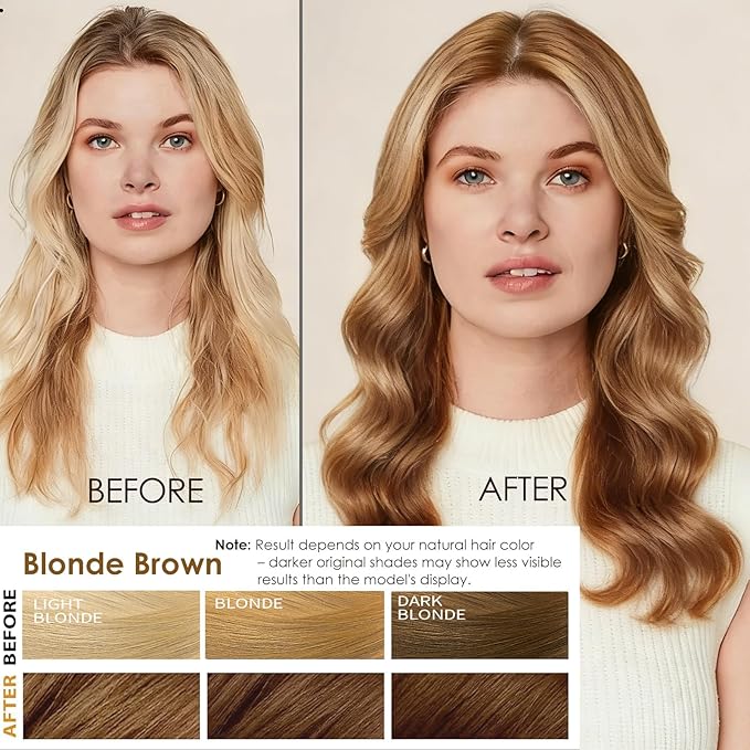 Hair Dye Shampoo 3 in 1 for Women & Men, Rich Root-to-Tip Coloring with Natural Extracts, 3-4 Weeks Lasting Smooth Shiny Finish, Easy Home Use for All Hair Types 16.9 fl oz (Blonde Brown)