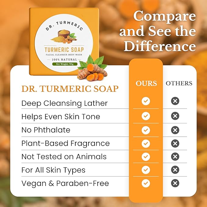 Turmeric Soap Bar | Face & Body Cleanser | Moisturizing | Lathering | Deep Cleansing | Evens Skin Tone | Refreshing Scent | Radiant Skin | 3 count pack of 1|