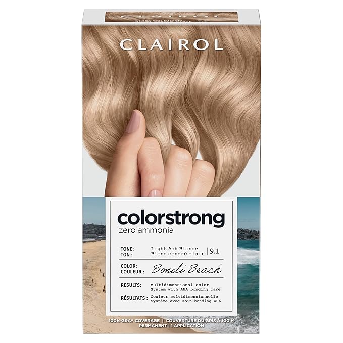 Clairol ColorStrong Permanent Zero Ammonia Hair Dye, 9.1 Light Ash Blonde – Bondi Beach Hair Color, Pack of 1