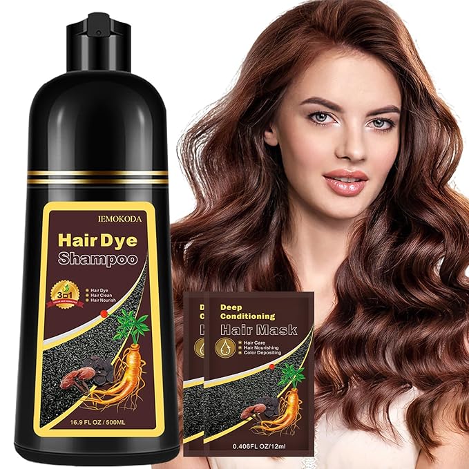 Instant Coffee Hair Dye Shampoo for Vibrant Hair Color, Natural Herbal Hair Color Shampoo Hair Dye, 3 in 1 Coloring & Care Formula Lasts 3-4 Weeks, Easy & Quick to Use for Women Men, 500ML
