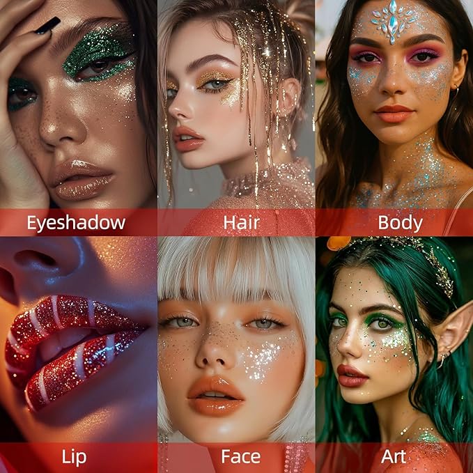 Body Glitter Stick, Holographic Sequins Neon Outfit Festival Party Christmas Accessories Face and Hair Glitter Gel Makeup.(Purple & Orange)