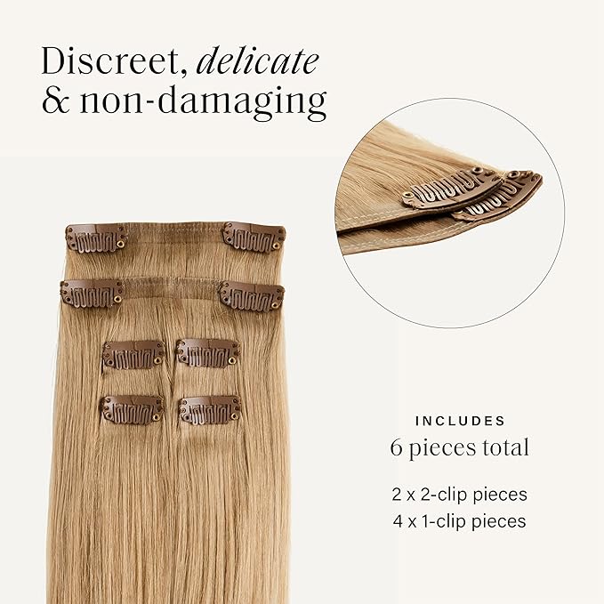 Luxy 100% Remy Human Hair Extensions for Thin Hair Thinning Hair Fill-Ins – 6 Seamless Wefts Multi-Dimensional Color Blend - Natural-Looking Volume & Coverage 80 grams 16" Dirty Blonde Balayage