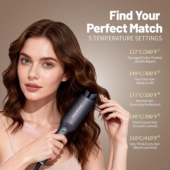 Upgraded Automatic Rotating Curling Iron - CurlPro Plus Long Barrel Curling Wand for Long Hair, Ceramic Hair Curler for Women, Anti-Scald, Tangle-Free, 600M Ionic, Dual Voltage (Dark Grey)