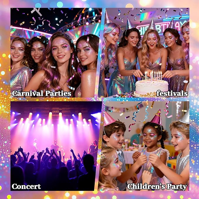 Face Body Glitter Stick,Holographic Sparkle Waterproof Hair Glitter Stick for Kids and Women for Party Singer Concert Rave Festival.(Blue)