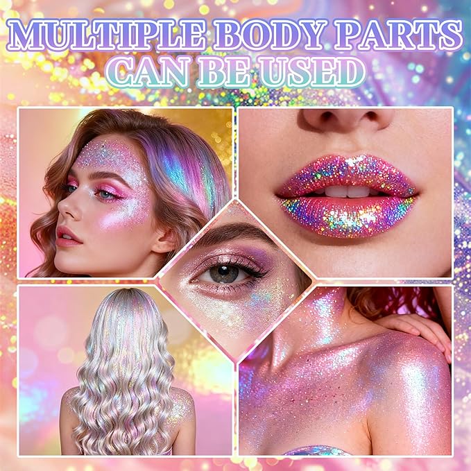 Face Body Glitter Stick,Holographic Sparkle Waterproof Hair Glitter Stick for Kids and Women for Party Singer Concert Rave Festival.(Mermaid)