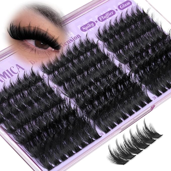 Spiky Lash Clusters Volume Eyelash Clusters Wispy Lashes Clusters Manga Cluster Eyelash Extensions 12-20mm D Curl Individual Lashes 200D Fluffy Cluster Lashes for DIY Lash Look by Yawamica