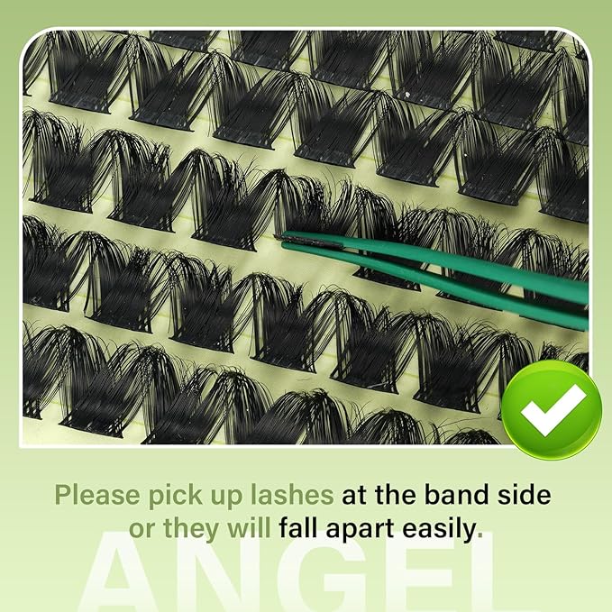 KEYYOU LASH clusters 144Pcs D Curl Angel Eyelash Extension Thick Wispy Natural Band Lash with Waterproof DIY Lash Extension at Home（Angel A05-D-8-18MIX）
