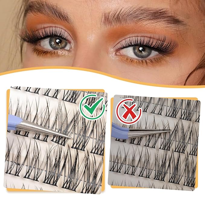Wispy Lash Clusters, Lash Clusters Kit, Lash Extension Kit, C Curl Left & Right 180pcs 7-15 mm Individual Cluster Eyelash Extension with Bond and Seal, Tweezers, Remover