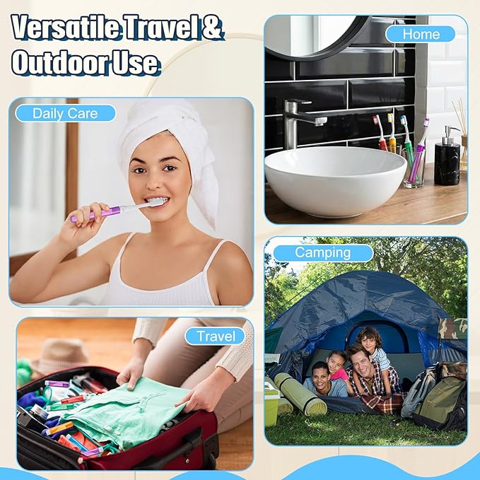 Thenshop 100 Pack Travel Toothbrush Bulk Mini Foldable Tooth Brush with Case, Soft Bristle, Individually Wrapped, Portable Size for Traveling Camping Hiking, 5 Colors