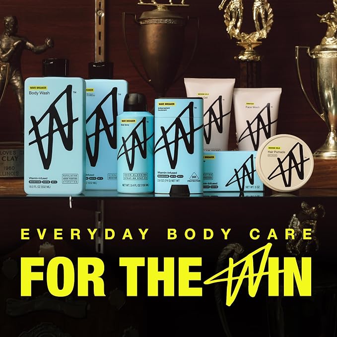 Jake Paul Wave Breaker Body Spray for Men By W, Odor Blocking Body Deodorant, Long Lasting Protection, 3.4 fl oz (Pack of 2)