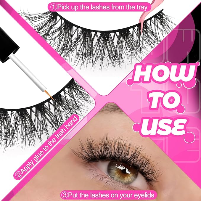 Veleasha Wispy False Eyelashes Cat Eye Lashes 3D Natural False Lashes C Curl Fake Eyelshes 100% Handmade Lash Strips Lightweight Fake Lashes Natural Look 10 Pairs Pack (Reverie)
