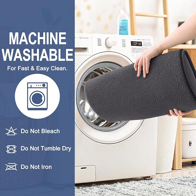 OLANLY Thick Memory Foam Bath Mat Rug 59x35, Extra Soft Absorbent Bathroom Rug, Quick Dry Bath Mats, Non-Slip, Machine Washable Carpet for Bathroom, Tub and Shower, Home Decor Accessories, Dark Grey