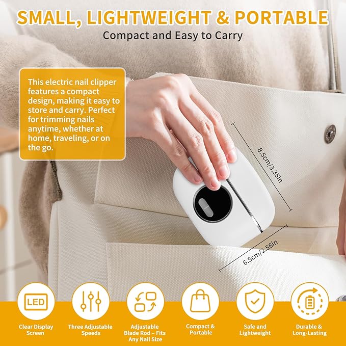 2026 Upgraded 3-in-1 Electric Nail Clipper,Rechargeable Electric Nail File & Toenails, 6 Speeds with LED Light & Nail Debris Storage,Suitable for Children,Adults,Seniors to use Electric Nail Trimmer