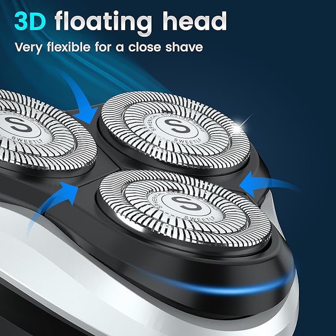 Electric Razor for Men, Electric Shaver for Men Waterproof/Rechargeable/LED Display, Men’s Shavers Wet & Dry Rotary Shavers Gift for Dad Husband Boyfriend (Navy Blue)