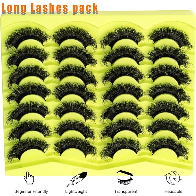 Mink Lashes Fluffy 20mm Stirps Lash Volume False Eyelashes 14 Pairs 8D Cat Eye Lashes D Curl Dramatic Soft Eyelash 25mm Big Long Lash Strips Lashes Pack That Look Like Extensions