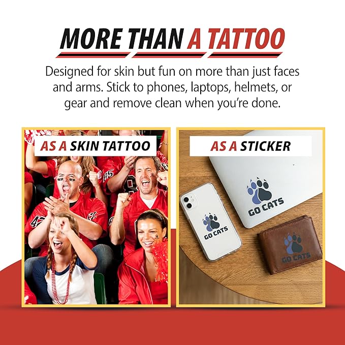 Fan-A-Peel Mississippi State Waterless Peel and Stick Temporary Tattoos, Metallic - Officially Licensed