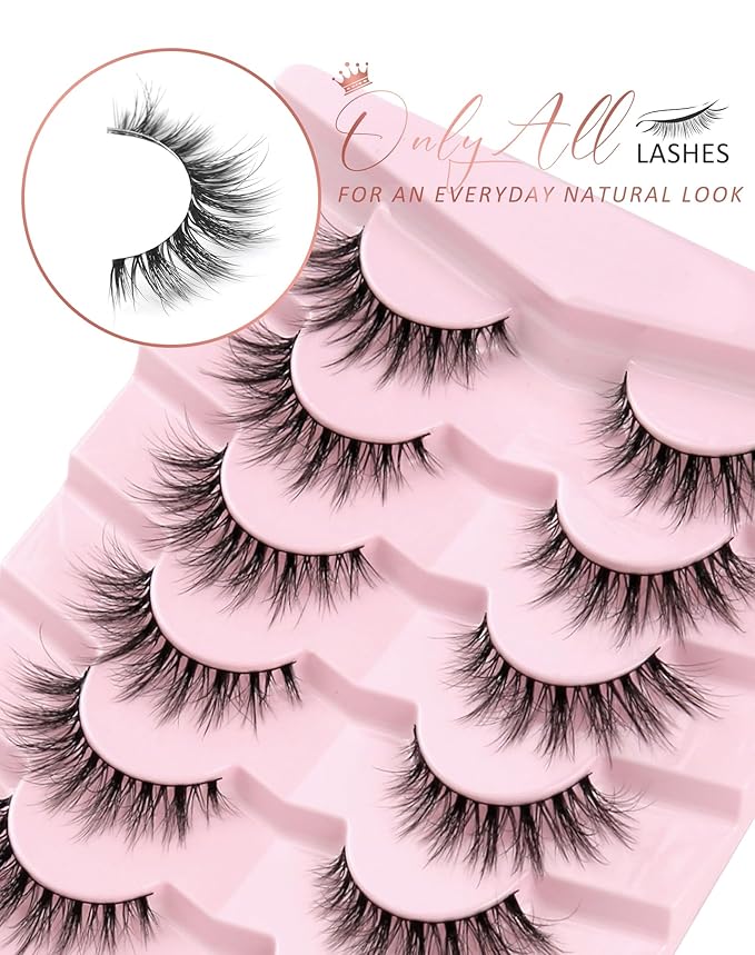 Onlyall False Eyelashes Cat Eye Lashes Volume Lashes Fake Lashes Wispy Lashes Mink Lashes Fluffy Natural Eyelashes 15mm Lashes D35