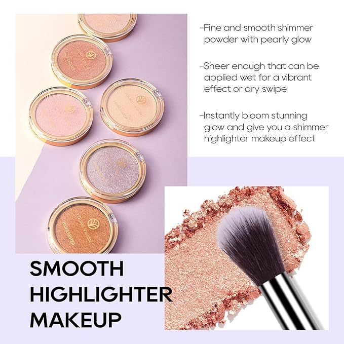 Baked Highlighter Powder Palette, Makeup Highlighter Powder Palette Gold Brown