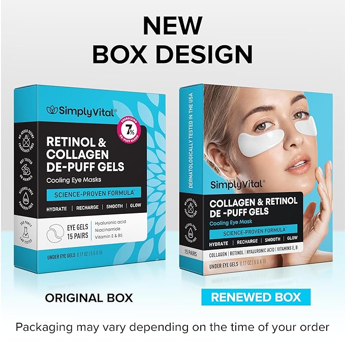 Under Eye Patches for Puffy Eyes and Dark Circles - Cooling Eye Masks for Women & Men with Collagen, Hyaluronic Acid & Retinol - Depuffing Undereye Mask Patches - Parches Para Ojeras - 15 Pairs