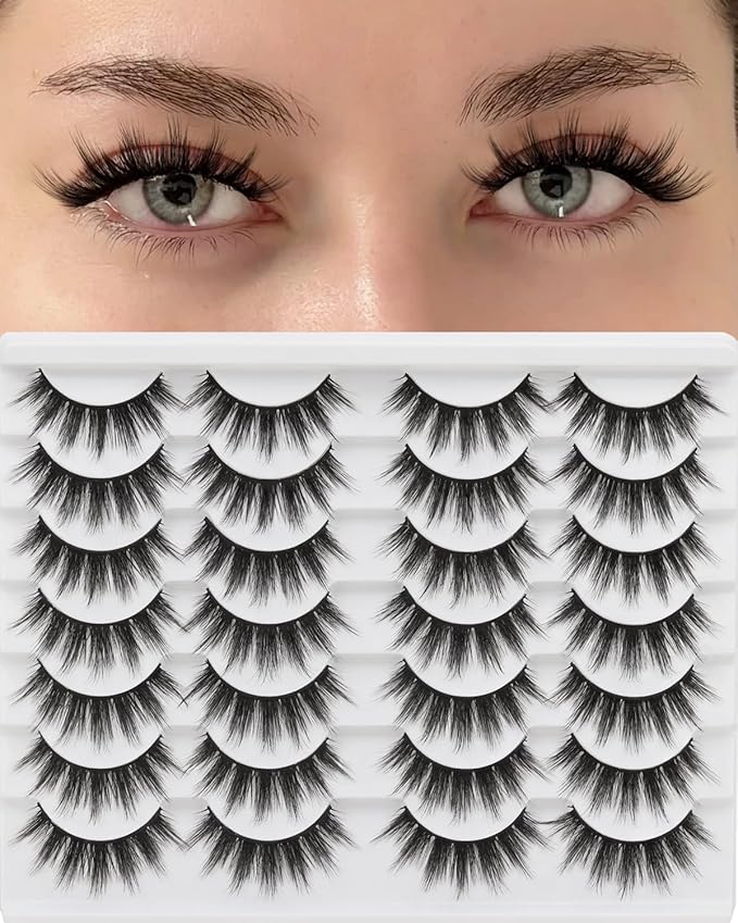 Losha Eyelashes Natural Look Faux Mink Lashes Pack Handmade Fluffy False Eyelashes 14 Pairs Eye Lashes (815)