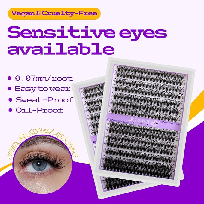 Lash Clusters kit DIY Lash Extension kit 280pcs 10-18mm Wispy Individual Lashes kit with Lash Bond and Seal, Lash Tweezers for Self Use,Beginner-Friendly(sylph 30D-40D-KIT)