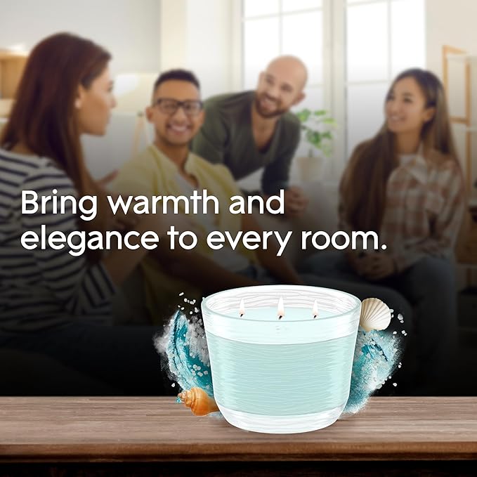 Glade 3-Wick Candle, Sky & Sea Salt Fragrance with Essential Oils, Air Freshener, 6.8 Oz, 3 Count