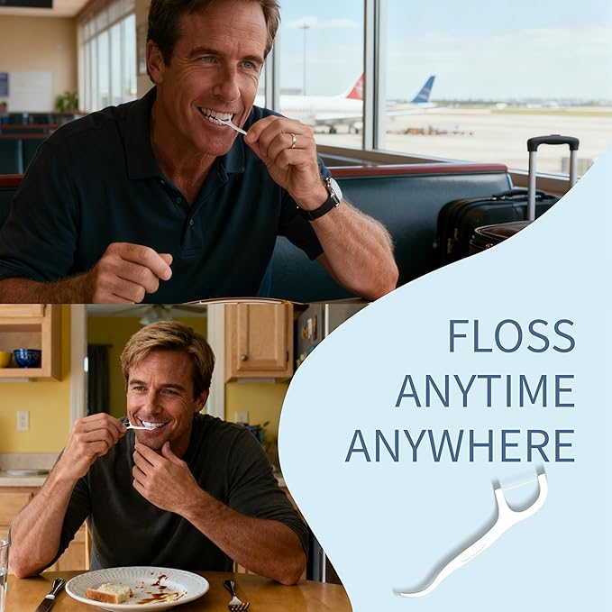 GENKENT Floss Picks, 200 Count Dental Floss Sticks, Tooth Picks Flossers, Teeth Cleaning Tools with Toothpicks