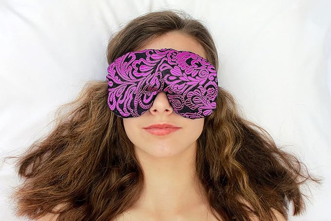 Candi Andi Handmade Weighted Sleep Eye Mask Yoga Pillow - Flax Seed Fill - Lavender Scented - Magenta Doodle - TEMFL-MD