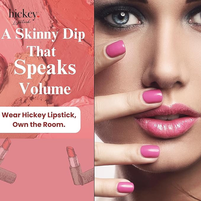 Hickey Lipstick Beach Babe and Skinny Dip Organic Long Lasting Lipstick Refills, Perfect Pink and Coral Colors, Set of 2