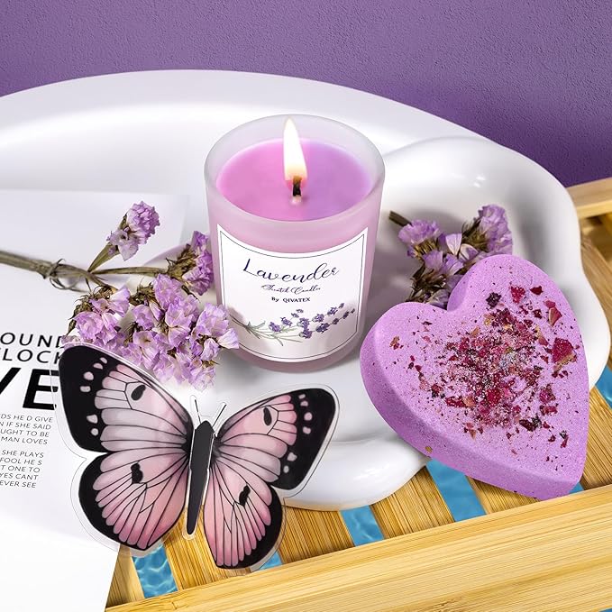 Valentines Day Gifts for Her, Bath Gift Set for Women, Birthday Gifts for Wife Women Sister Mom Auntie Grandma Friends, Relaxing Spa Self Care Lavender Bath Bombs Set﻿