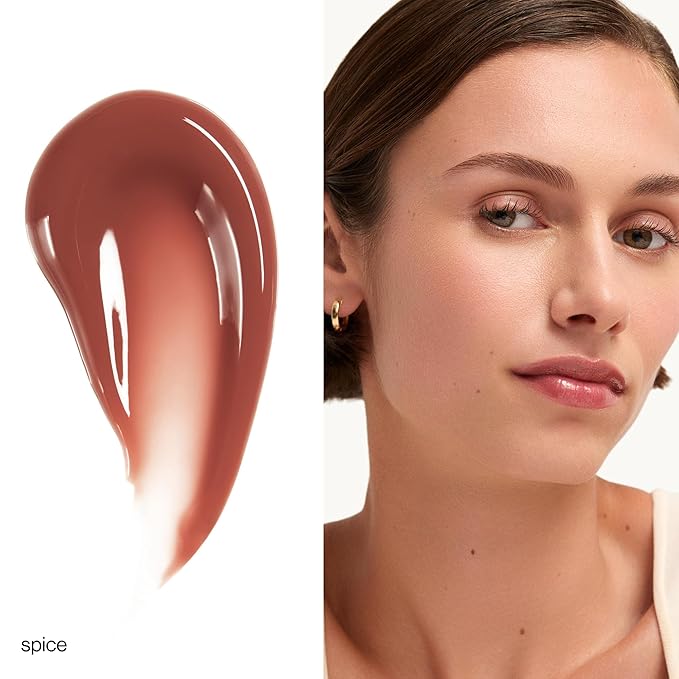 goop Beauty Hydra-Barrier Gel Gloss | Hydrating Lip Gloss to Moisturize & Plump Lips | Hyaluronic Acid & Vitamin E | Spice - Sheer Cocoa | 0.13 oz