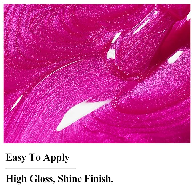 Nail Polish Quick Dry, Hot Pink Nail Lacquer Nail Art Polish Non-Gel Air Fast Drying, Shimmer Pink Nail Pigment High Coverage Fingernail Concealer Polish for Valentine's Day Gift