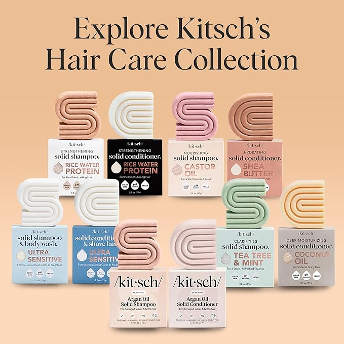 Kitsch Argan Oil Conditioner Bar – Repairing Hair Conditioner for Damaged Hair, Anti-Frizz – Strengthening, Moisturizing Hair Care – Paraben, Silicone & Sulfate-Free – Made in USA - 2.7 oz | Repairing, for Women and Men, Made in USA