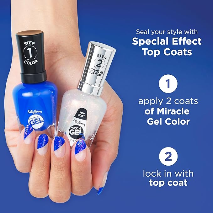 Sally Hansen Miracle Gel™, Unicorn Top Coat, Long Lasting, Gel-Like Formula, No UV Lamp Needed, Glitter Nail Polish