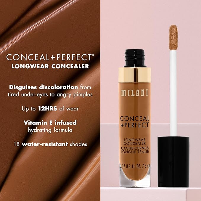 Milani Conceal + Perfect Longwear Concealer - Cool Cocoa (0.17 Fl. Oz.) Vegan, Cruelty-Free Liquid Concealer - Cover Dark Circles, Blemishes & Skin Imperfections for Long-Lasting Wear