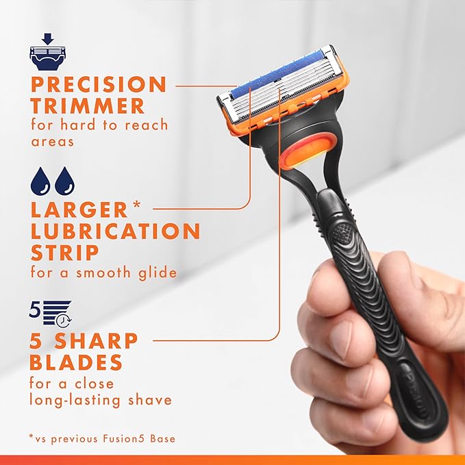 Gillette Fusion5 Razor Blade Refills for men- 12 Count – 5-Bladed with Lubrication Strip and Precision Trimmer