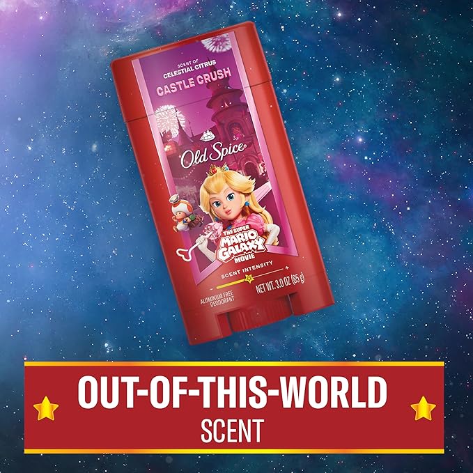 Old Spice Aluminum Free Deodorant for Men, Old Spice x The Super Mario Galaxy Movie, 24/7 Lasting Freshness, Lasting Odor Protection, Smell Super with Castle Crush, Celestial Citrus Scent, 3.0 oz