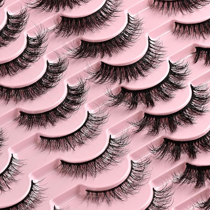 FARRED Lashes Wispy False Eyelashes 4 Styles Cat Eye Fake Lash Strips Natural Fluffy Soft Strip Eyelash Pack 20 Pairs Mink Short Cateye Lashes Natural Looking Wispies Easy Eye Lash for Beginners