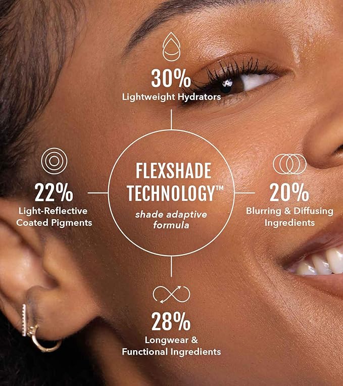 No Makeup Makeup Foundation + Brush Duo, Cream-Balm Formula Conceals, Corrects and Camouflages with Skin-Tone Adaptive Flexshade Technology, Buildable, Long-Lasting, Cruelty-Free, Vegan, Tan
