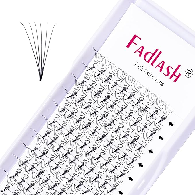 FADLASH Volume Lash Extensions 6D 0.07mm D Curl 14mm Pointed Base Middle Stem Premade Fans Soft|Optinal 10D|16D Thickness 0.07 0.10mm C D Curl 8-20mm Length (6D-0.07-D, 14mm)