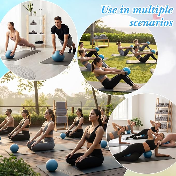 Aoriher 10 Pcs Small Exercise Pilates Ball 9 Inch Mini Yoga Balls Anti Burst and Slip for Stability, Fitness, Physical Therapy, Stretching & Core Strength Workout at Home Gym Office