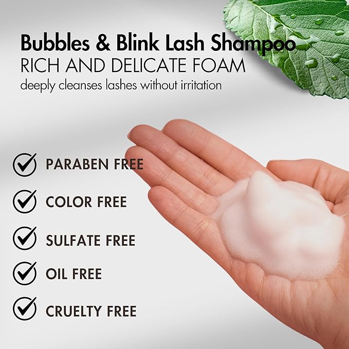 Gazelle Eyelash Shampoo with Brush – 60ml Plant-Based Eyelash Extension Cleanser, Gentle Foaming Lash Cleaning Kit Removes Makeup, Dirt & Oil – No Irritation, No Burning – Salon & Home Use