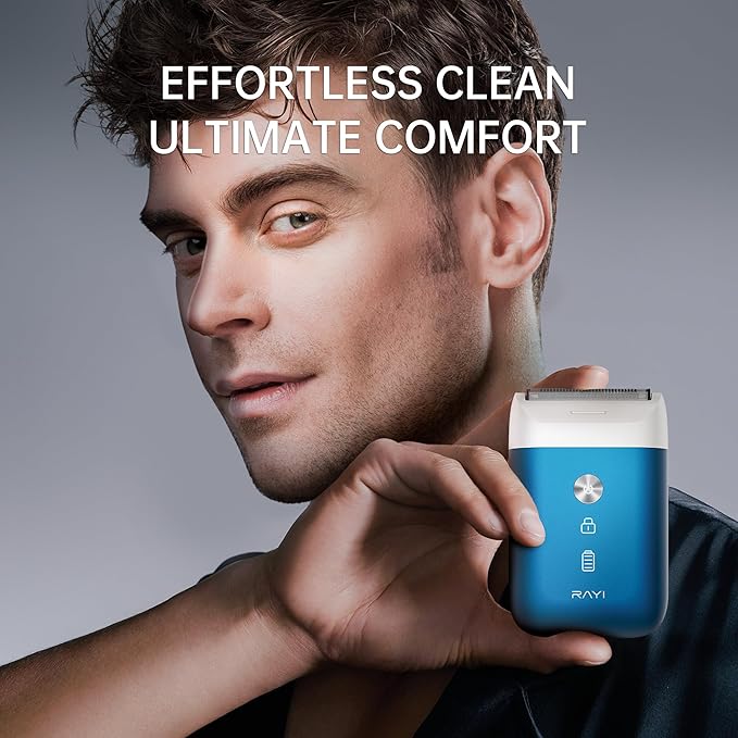 Portable Electric Razor for Men with 8,000 RPM Dual Floating Blade, 1H Charge for 60 Days, Type-C, IPX7 & Anti Pinch, Design for Daily/Travel Use, Electric Foil Shavers for Face, Navy