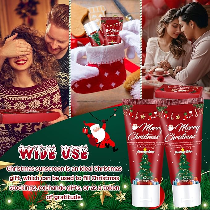 6 Pcs Halloween Gifts Travel Size Sunscreen Spf 30 Mini Sunscreen Lotion 1oz Travel Water Resistant Sunscreen Lotion for Halloween Party Favors(Merry Christmas)