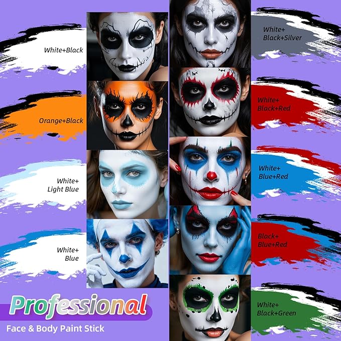 2Pcs Face Body Paint, Professional Paint for Halloween Cosplay Costume Party, Full-coverage Multi-Color Cream Makeup Body Paint for Adults Halloween Cosplay SFX Makeup Paint (Orange+Black)