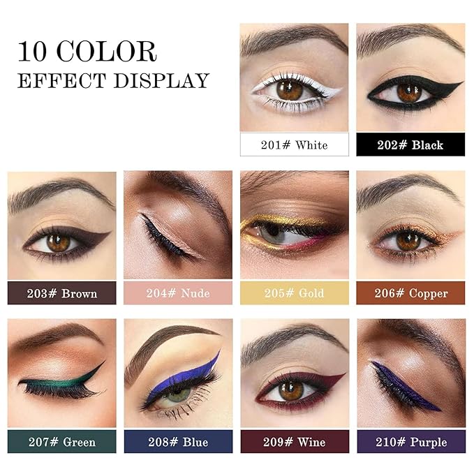 MAEPEOR Gel Eyeliner 10 Colors Smooth Cream Matte Eyeliner Gel Longlasting Waterproof and Smudgeproof High Pigment Eyeliner with Brush (08 Blue)