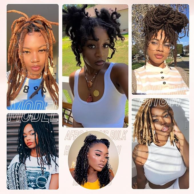 Teresa Afro Kinkys Bulk Human Hair For Twists, Afro Kinky-Curly Human Hair Bulk For Dreadlocks Extensions,Bulk Human Braiding Hair Afro Kinky Twist Extensions Natural And Soft(12 Inch, 30g/Pack)
