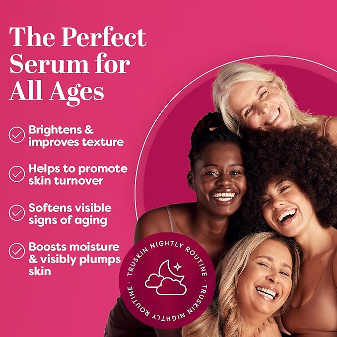 TruSkin Vitamin C Super Serum for Face – All-in-One Anti-Aging Serum with Vitamin C, Retinol, Niacinamide, Hyaluronic Acid & Squalane – Improve Appearance of Dark Spots, Firmness & Texture, 2 Fl Oz