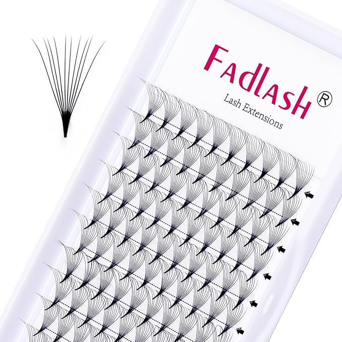 Pre Made Eye Lash Extension Fans 10D Premade Volume Eyelash Extensions 0.07 Thickness D Curly Premade Lash Fans Pointed Base Middle Stem Eyelash Extension (10D-0.07D, 11-19mm)