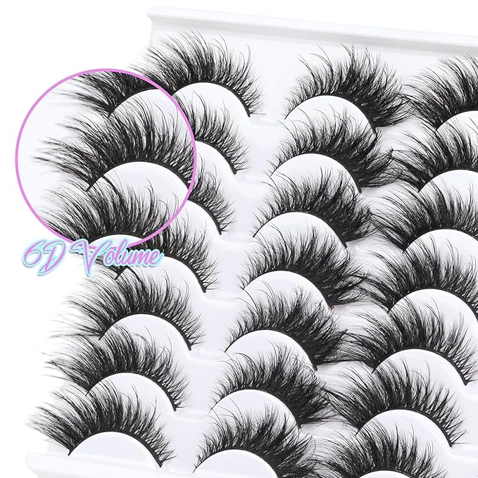 Losha Lashes Fluffy Cat Eye Lashes 14 Pairs False Eyelashes 6D Volume Faux Mink Lashes that Like Lash Extensions Soft Reusable Fake Eyelashes (704-14P)